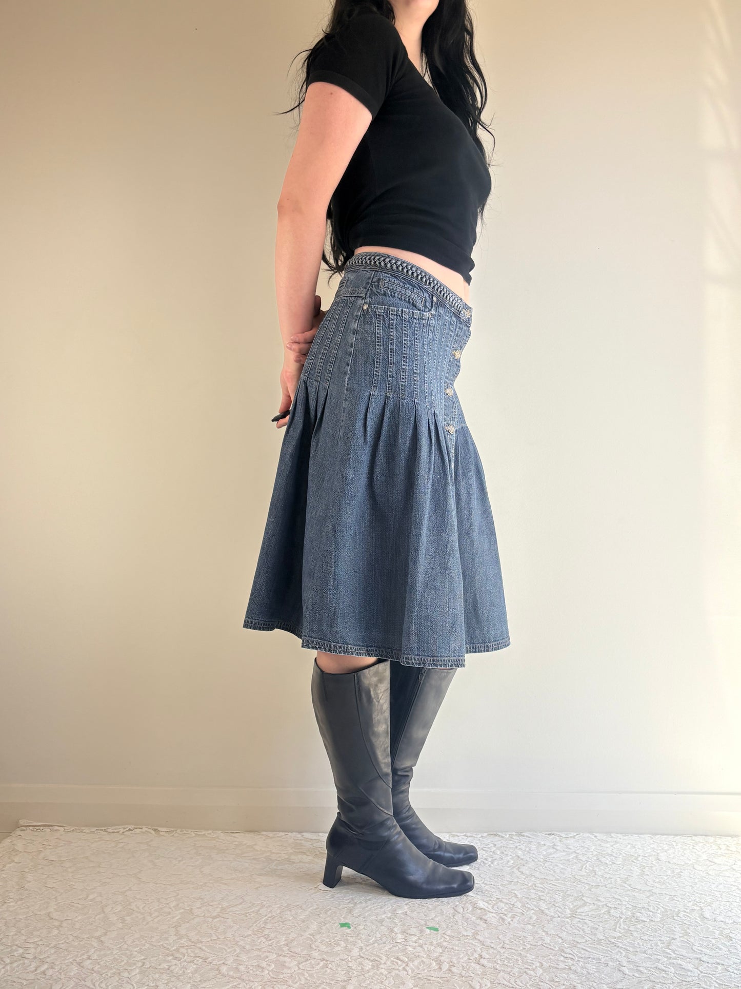 Laura Ashley Denim Midi Skirt