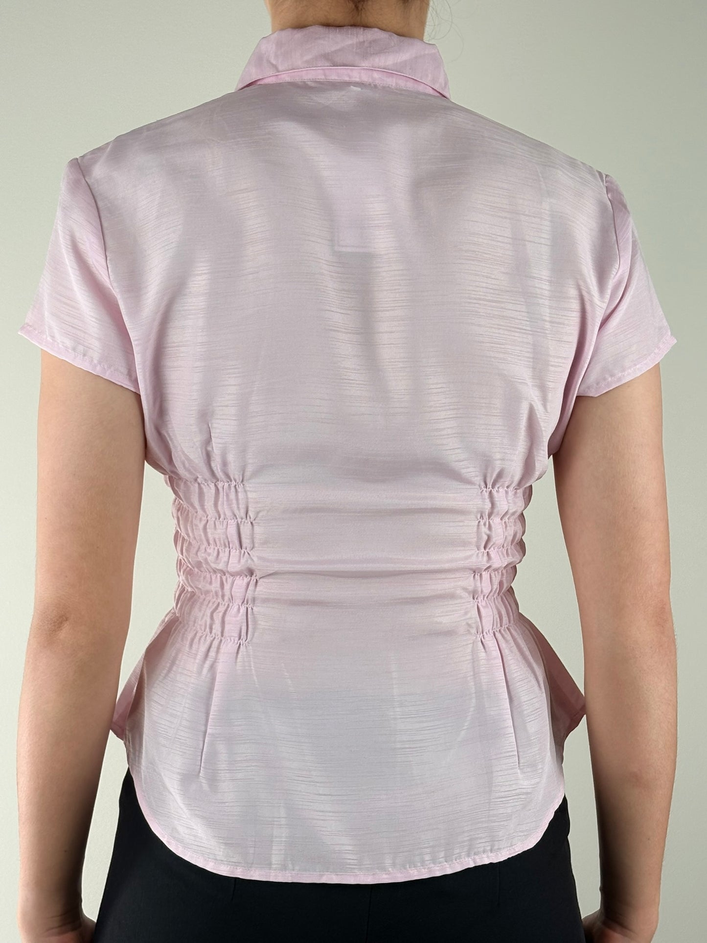 Metallic Baby Pink Ruched Top