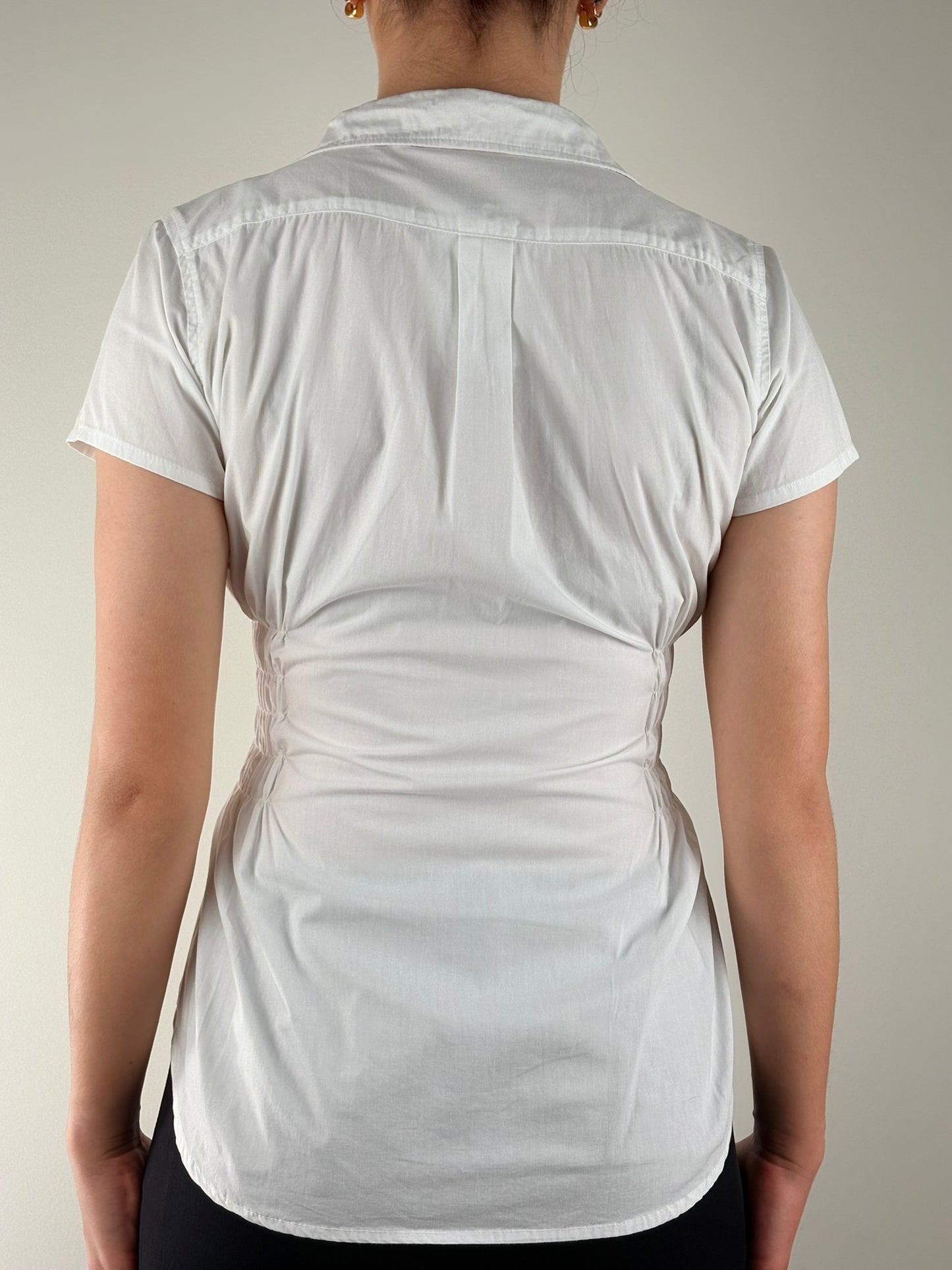 White Cotton Ruched Top