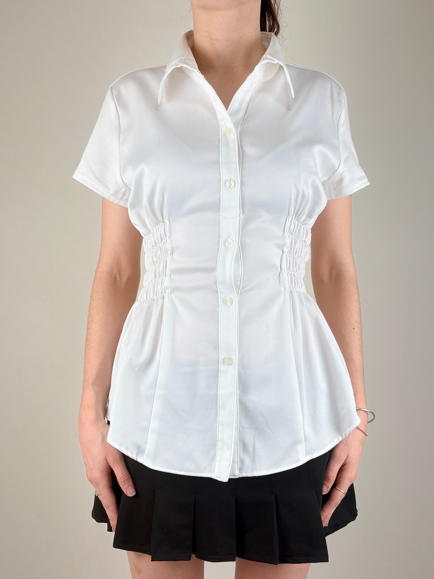 White Closshi Ruched Top