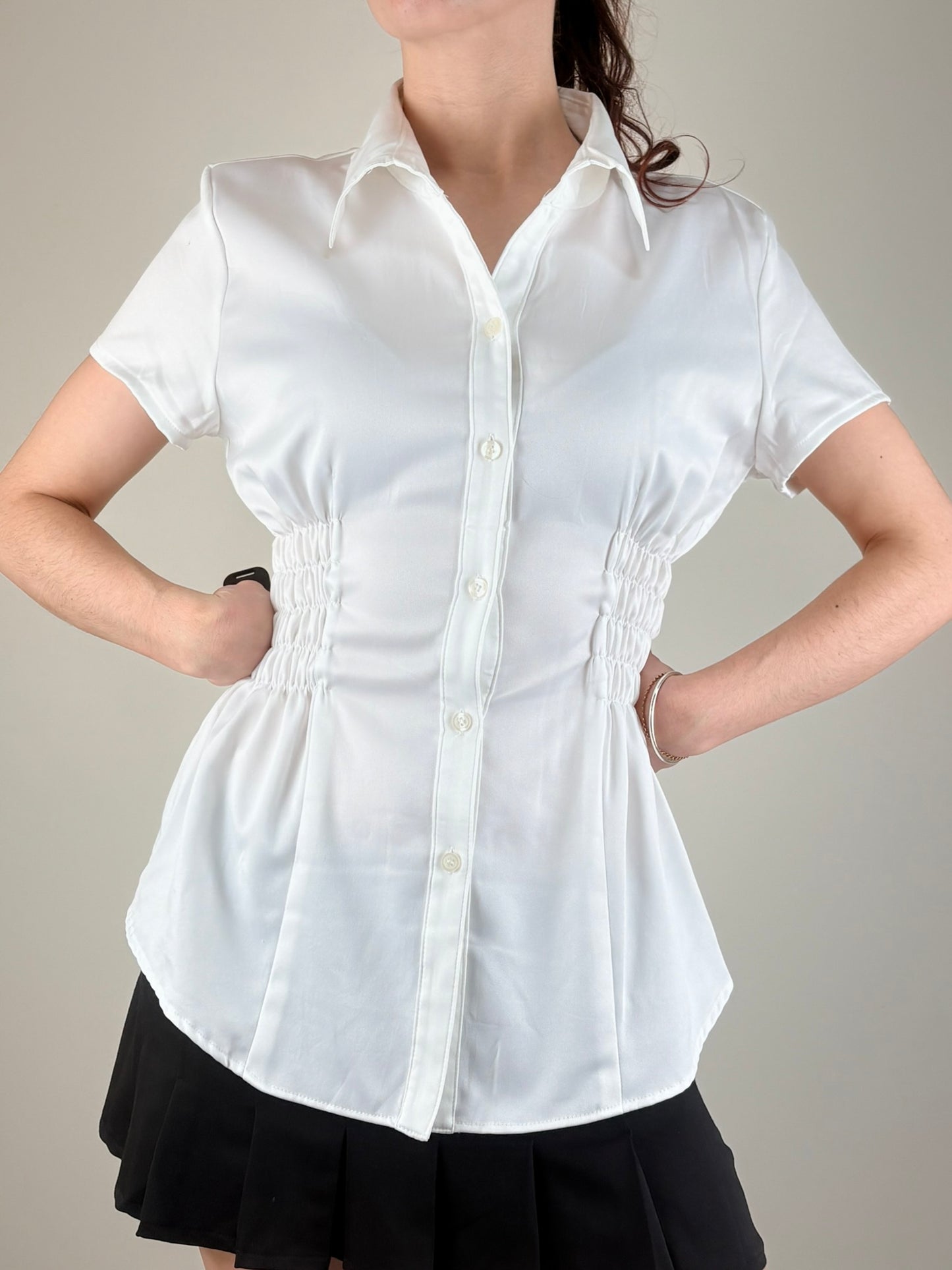 White Closshi Ruched Top