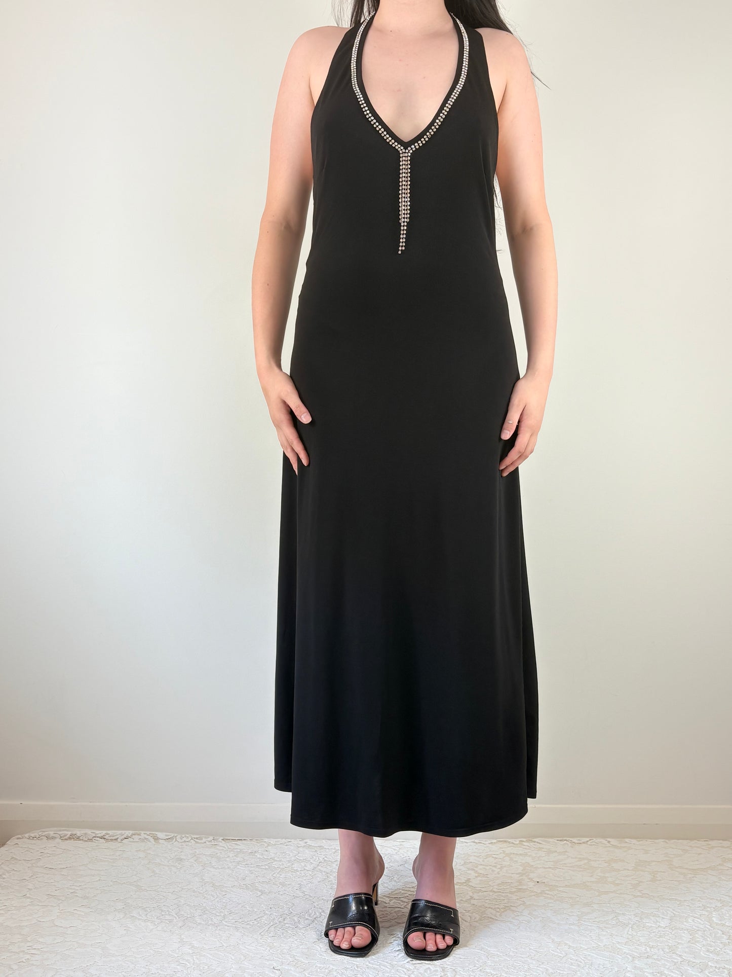 Black Halter Midi Dress