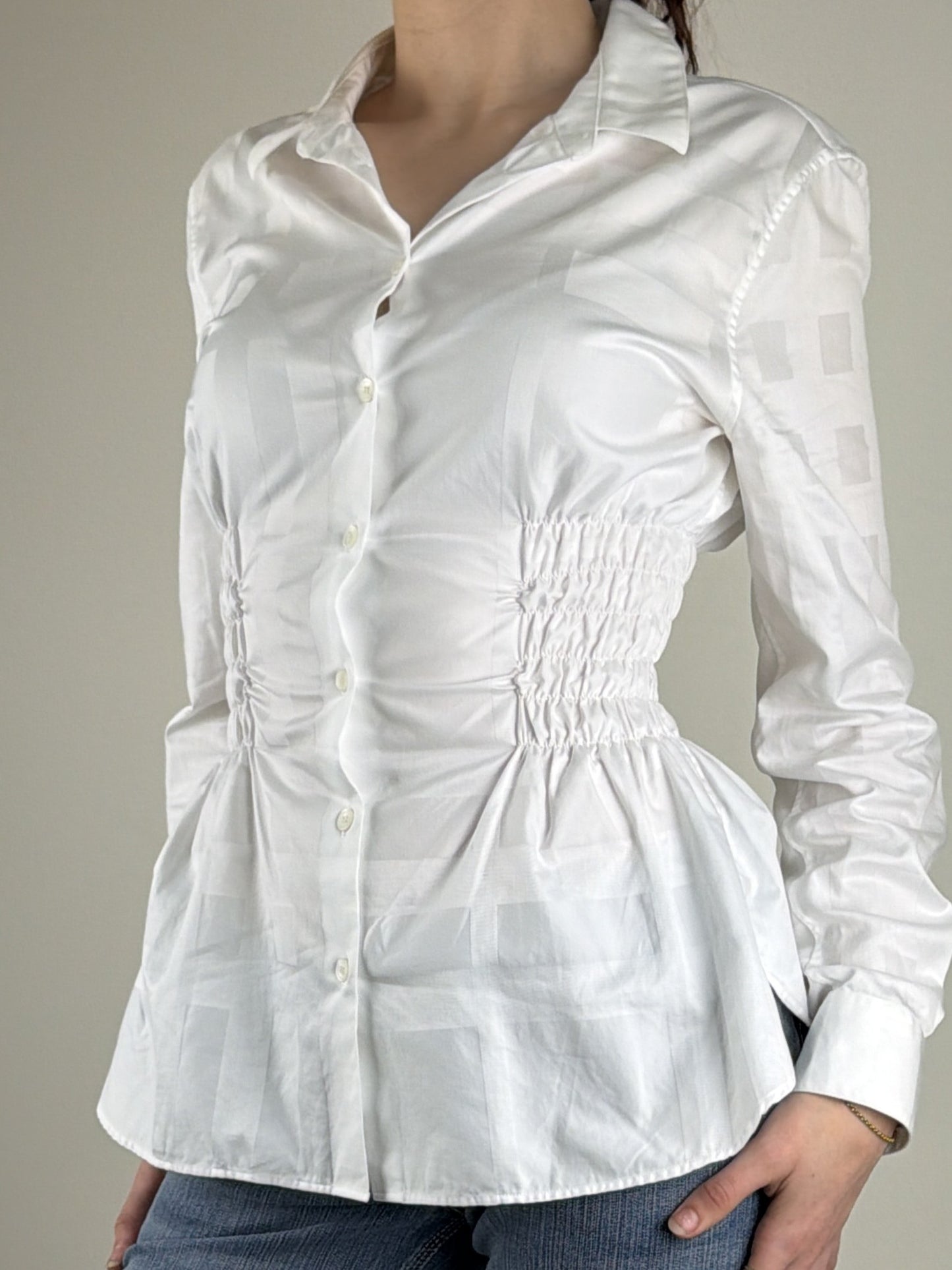 Unique White Burberry Ruched Blouse