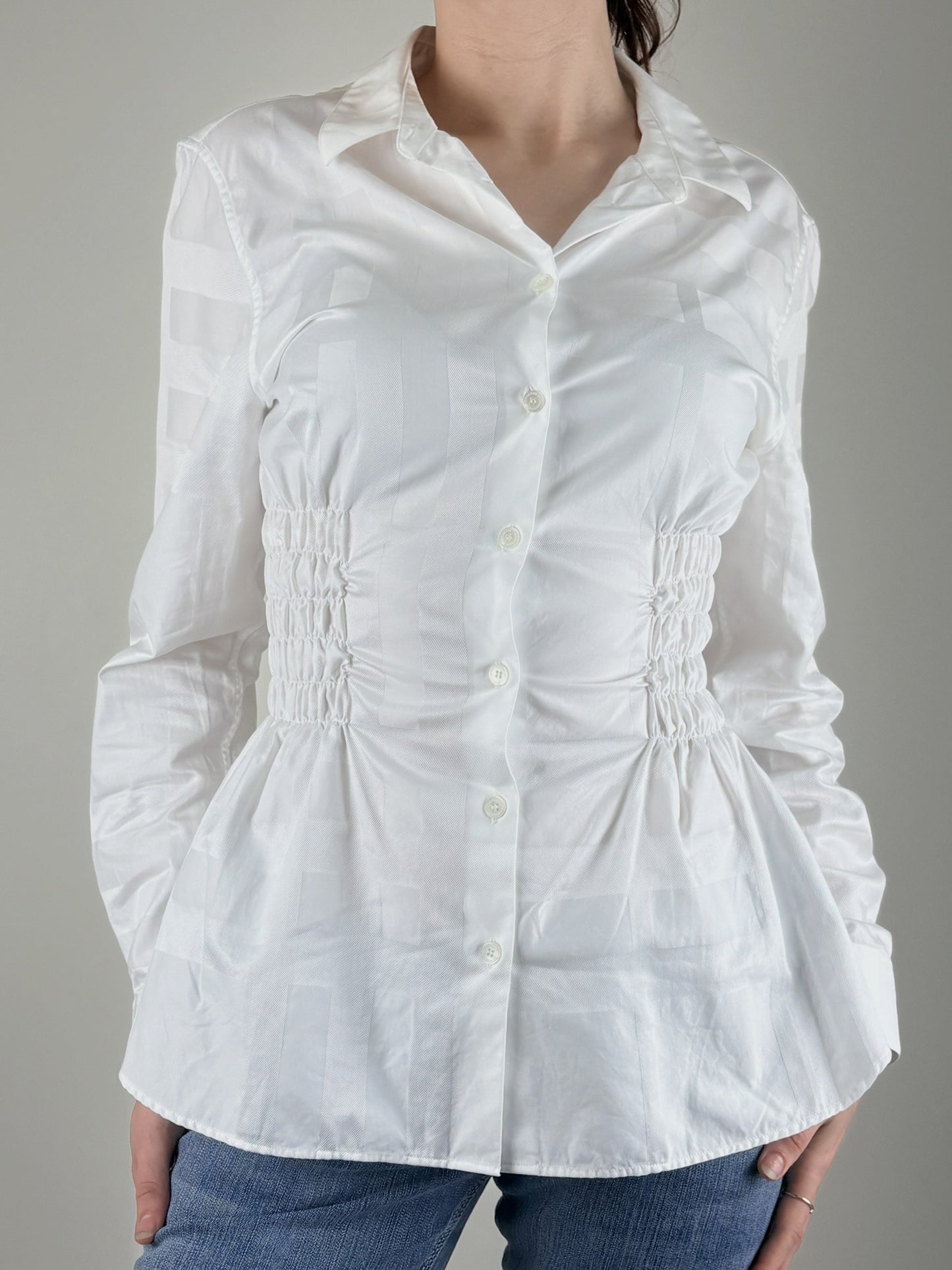 Unique White Burberry Ruched Blouse
