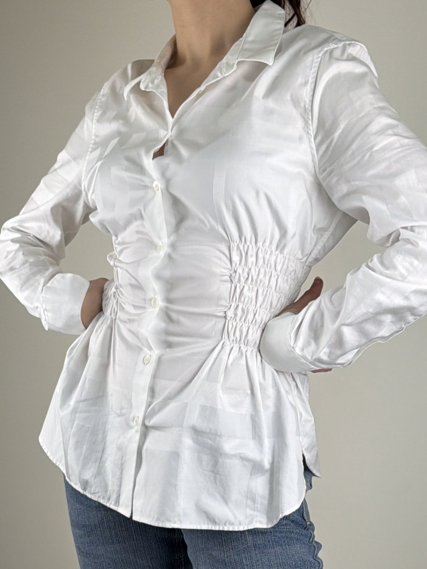 Unique White Burberry Ruched Blouse