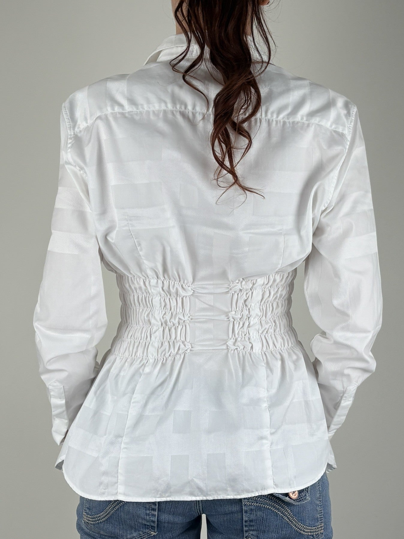 Unique White Burberry Ruched Blouse