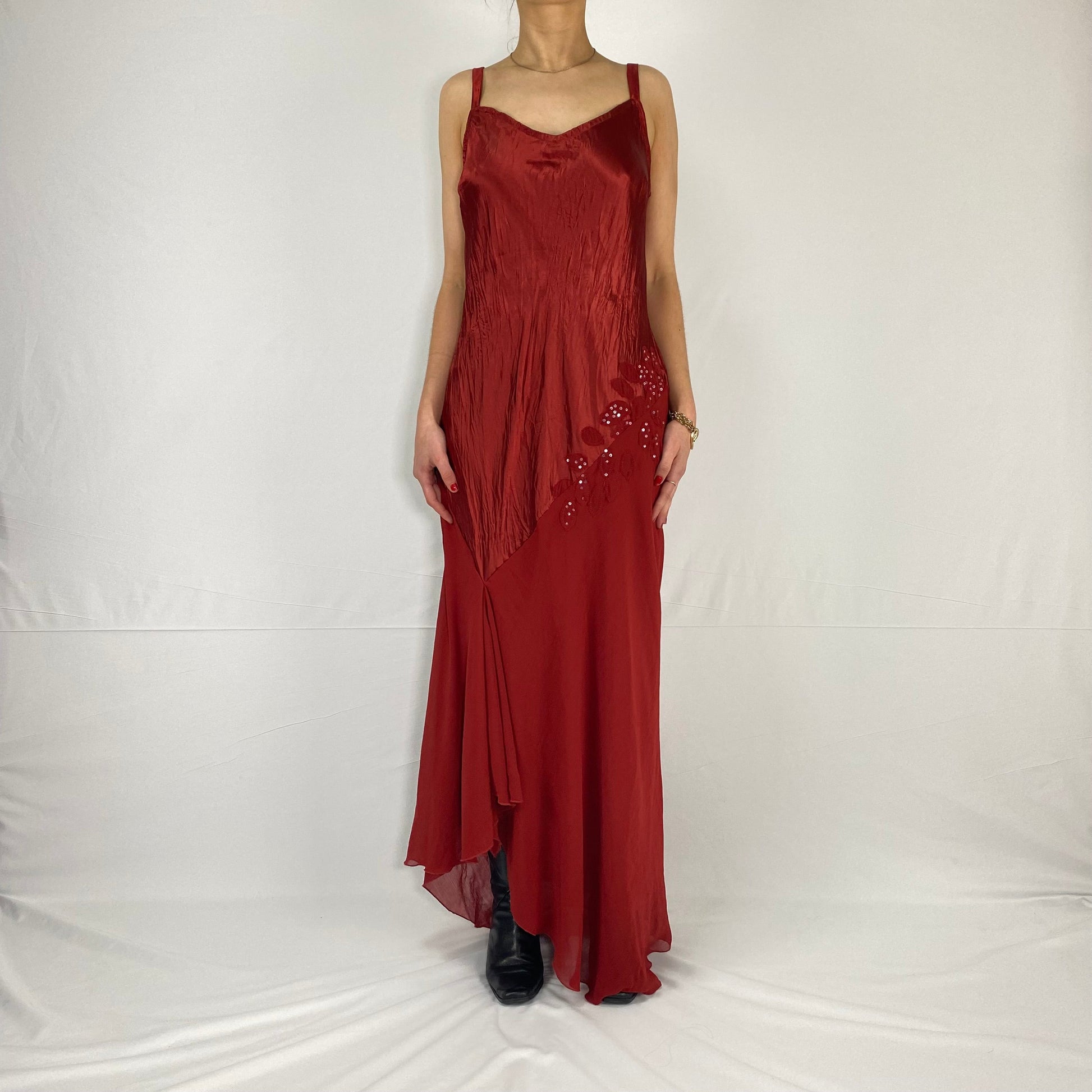 RED SEQUENCE MAXI DRESS
